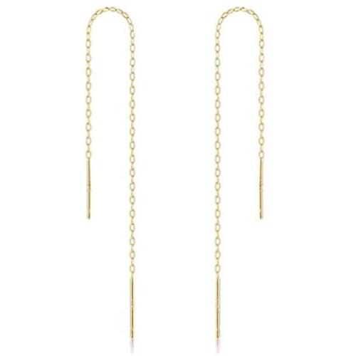 2pcs 14k Gold Plated 925 Sterling Silver Cute Dainty Ear Threads Thin Long Chain Dangle Bar Earrings | 4 inch Earring Threader Jewelry Findings SS339-4