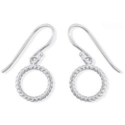 Boma Jewelry Sterling Silver Open Circle Rope Texture Dangle Earrings