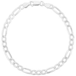 Authentic Solid Sterling Silver Figaro Link .925 ITProLux Bracelet Chains 5MM - 10.5MM, Silver Bracelet for Men & Women, Made In Italy, Next Level Jewelry