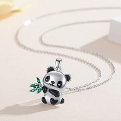 CHENGHONG Panda Necklace for Women Girls 925 Sterling Silver Cute Panda Stuffed Animal Pendant Necklace Panda Bear Gifts Christmas Jewelry