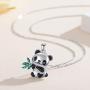 CHENGHONG Panda Necklace for Women Girls 925 Sterling Silver Cute Panda Stuffed Animal Pendant Necklace Panda Bear Gifts Christmas Jewelry