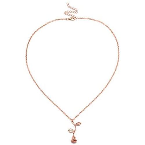 andy cool Rose Gold Flower Pendant Necklace Chain Lovers Birthday Friendship Jewelry for Mothers Day by TheBigThumb