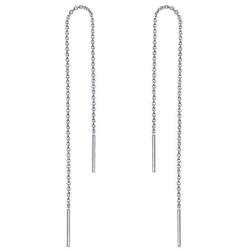 Threader Earrings 925 Sterling Silver Tassel Dangle Threaded Long Chain Earrings Ear Line for Women