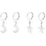 2PC Small Stars Moon Hoop Earrings,Cute Gold/Silver Mini Huggie Hoop Dangle Earrings for Women Simple Ear Piercing Chic Jewelry for Teen Girls Men