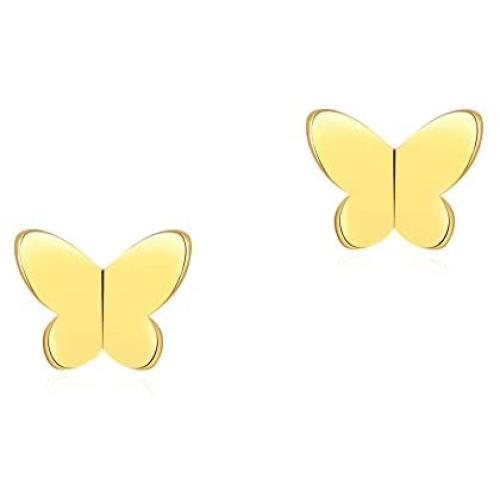 Butterfly Earrings Women, Studs Gold Danity Small Cute Minimalist Sensitive Ear Hypoallergenic Fashion Gift Girlfriends Mom Sister Aunt Friend Classmate Jewelry