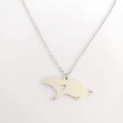 NOUMANDA Fashion Cute Mouse Engraved Heart Pendant Necklace Simple Animal Copper Jewelry