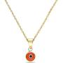 Pori Jewelers 14K Solid Gold Evil Eye Pendant Necklace - With 0.75mm 14K Chain - 16''