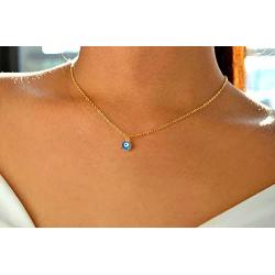 Kyerlyn Evil Eye Pendant Choker Necklace 18k Gold Plated Evil Eye Pendant Necklace for Women Girl Teen Simple Jewelry Gift for Birthday Christmas Day Valentines Day and Mothers Day