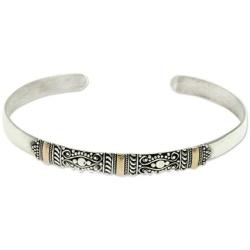NOVICA 18k Yellow Gold Plated Accent .925 Sterling Silver Cuff Bracelet Vine Tendrils