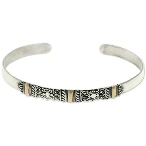 NOVICA 18k Yellow Gold Plated Accent .925 Sterling Silver Cuff Bracelet Vine Tendrils
