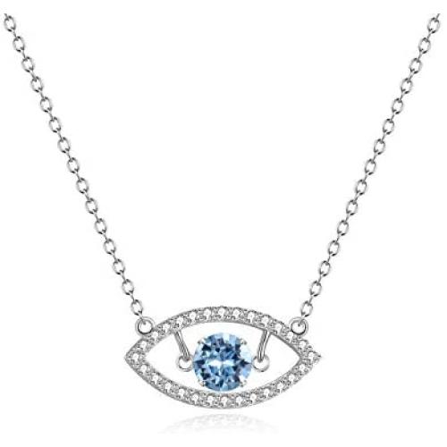 AOBOCO Sterling Silver Evil Eye Necklace Dancing Crystal Evil Eye Women Gifts