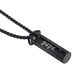 Suxerlry Keepsake Tube Locket Ashes Urn Pendant Necklace Black Memorial Stainless Steel Jewelry