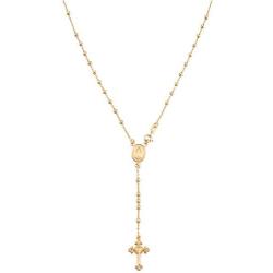 MiaBella 18K Gold Over Sterling Silver Italian Rosary Bead Cross Y Necklace Chain for Women Men, 20 Inch