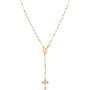MiaBella 18K Gold Over Sterling Silver Italian Rosary Bead Cross Y Necklace Chain for Women Men, 20 Inch