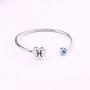Zodiac Birthstone Bracelet Jewelry Open Cuff Bracelet with Birthstone Birthday Gift for Her
