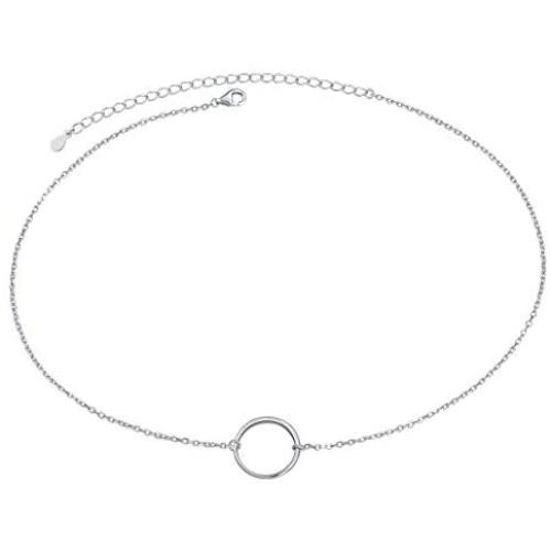 S925 Sterling Silver Dainty Simple Choker Necklace,Rolo Chain,Adjustable 13 inches to 16 inches