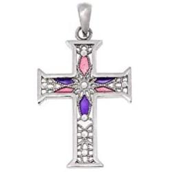 Michael Anthony Jewelry Colored Enamel Swirl Cross Pendant