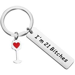 BEKECH 21st Birthday Gifts for Her Im 21 Bitch Keychain Celebrate Turning Twenty One 21st Birthday Gift Happy Birthday Jewelry 21st Birthday Party Fabulous Keepsake