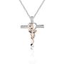 HOLLP Rose Flower Necklace Cross Pendant Necklace with Rose Flower Necklace Jewelry Gift for Godmother Goddaughter Wife Mom Girlfriend Friend