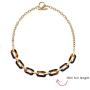 Bling Jewelry Fashion Brown Oval Link Tortoise Shell Collar Necklace for Women for Teen 14K Gold Plated Stainless Steel Toggle Clasp