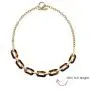 Bling Jewelry Fashion Brown Oval Link Tortoise Shell Collar Necklace for Women for Teen 14K Gold Plated Stainless Steel Toggle Clasp