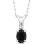 Gem Stone King Sterling Silver Black Onyx and White Created Sapphire Pendant necklace 2.25 cttw Oval with 18 inches Silver Chain Gem Stone King Sterling Silver Black Onyx and White Created Sapphire Pendant necklace 2.25 cttw Oval with 18 inches Silver Chain