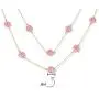 Bling Jewelry White Pink Orange Flower Long Gold Plated Crystal Accent Station Chain Wrap Layer Clover Necklace for Women 40 Inch