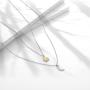 Sun Moon Pendant Necklace, Stainless Steel Heart-Shaped Sun and Moon Y Necklace Vertical Bar Looped Adjustable Long Necklace for Girls, Ladies, Boys, Men, 2 in 1 Set