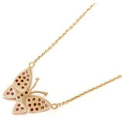 Carleeen Solid 14K Rose Gold 1/3cttw Natural Diamond Pink Sapphire Cute Gold Butterfly Necklace Fine Jewelry for Women Girls (0.03cttw Diamond, I_J Color)