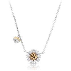 Golden Pollen Daisy ''Innocence'' Flower Pendant Necklace, Never Rust 925 Sterling Silver, Hypoallergenic Chain for Women, Girls & Teens with Free Breathtaking Gift Box for Special Moments of Love