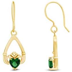 Claddagh Drop Earrings In Yellow Gold Over Sterling Silver By jewel Zone US