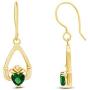 Claddagh Drop Earrings In Yellow Gold Over Sterling Silver By jewel Zone US