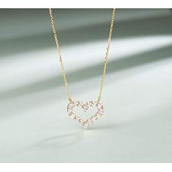 Carleen Yellow Gold Plated 925 Sterling Silver CZ Cubic Zirconia Open Heart Necklace Stud Earrings Jewelry Set For Women Girls