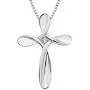 .925 Sterling Silver Diamond Accent Looped Cross Pendant Necklace with 18'' Box Chain (I Color, I1 Clarity)