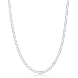 NYC Sterling Chain Necklace 3MM Sterling Silver .925 Curb Link For Men And Women, Made In Italy