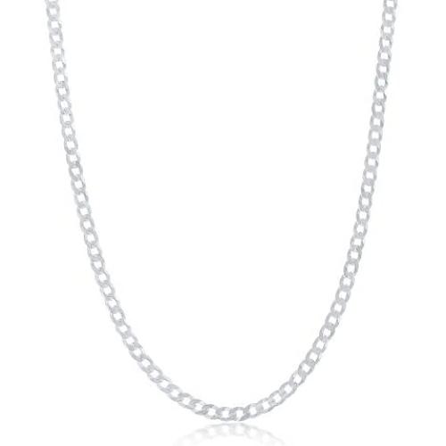 NYC Sterling Chain Necklace 3MM Sterling Silver .925 Curb Link For Men And Women, Made In Italy