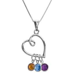 Loving Family Sterling Necklace Birthstone Charm Choice of Heart or Cross Choice of Swarovski Crystal Colors