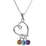 Loving Family Sterling Necklace Birthstone Charm Choice of Heart or Cross Choice of Swarovski Crystal Colors