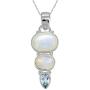 YoTreasure 1.65'' Rainbow Moonstone Blue Topaz 925 Sterling Silver Chain Pendant