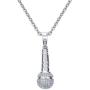 Mealguet Jewlery Stainless Steel Cubic Zirconia CZ Microphone Pendant Necklace for Women with Chain