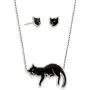 925 Sterling Silver Cat Necklace and Stud Earrings Polymer Clay Kitten Jewelry Set, 16.5''