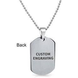 Bling Jewelry Unisex Personalize Customizable Medical Identification Doctors Medical Alert ID Dog Tag Steel Pendant Necklace for Men Women 20 Inch Chain SM MED LG