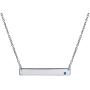 Personalized Customizable Initial Horizontal Sideway Flat Bar Name Plate Pendant Necklace For Teen Women Teens .925 Sterling Silver 12 Birthday Month Crystal Accent Colors