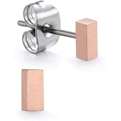 Titanium Stud Earrings for Women Men, Hypoallergenic Simple Geometric Small Stud Earring Tiny Square Stud Earrings Mini Cartilage Earrings