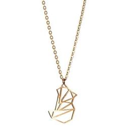 La Menagerie Fox Gold Origami Jewelry - Gold Geometric Chain Necklace – 18 Karat Plated Gold Necklace for Women & Girls – Stylish Fox Pendant Necklace