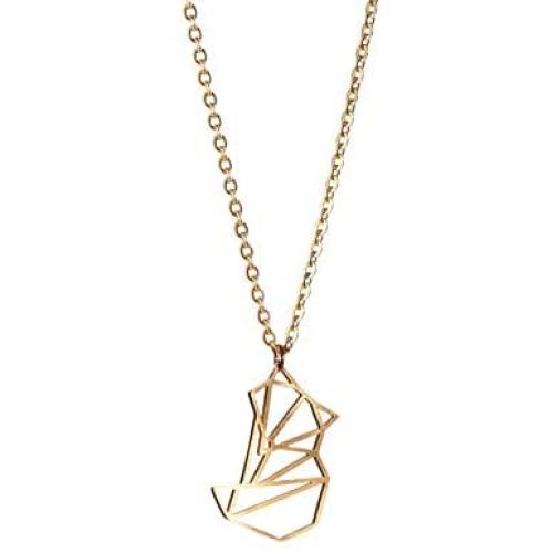 La Menagerie Fox Gold Origami Jewelry - Gold Geometric Chain Necklace – 18 Karat Plated Gold Necklace for Women & Girls – Stylish Fox Pendant Necklace