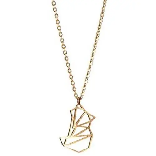 La Menagerie Fox Gold Origami Jewelry - Gold Geometric Chain Necklace – 18 Karat Plated Gold Necklace for Women & Girls – Stylish Fox Pendant Necklace