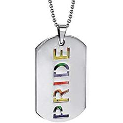PAURO 2PCS Pride Rainbow Dog Tag LGBT Stainless Steel Jewelry - Gay and Lesbian Pride Pendant Necklace