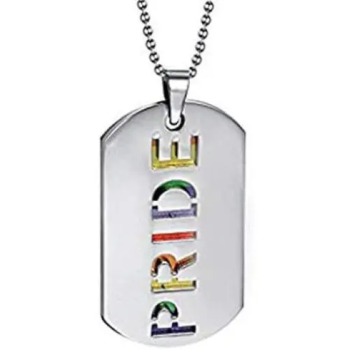 PAURO 2PCS Pride Rainbow Dog Tag LGBT Stainless Steel Jewelry - Gay and Lesbian Pride Pendant Necklace PAURO 2PCS Pride Rainbow Dog Tag LGBT Stainless Steel Jewelry - Gay and Lesbian Pride Pendant Necklace