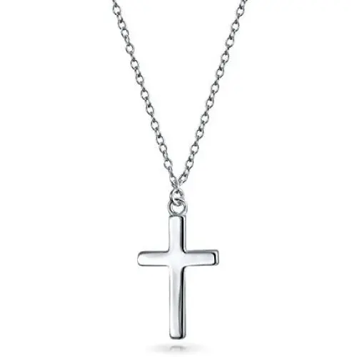 Minimalist Simple Flat Tiny Religious Latin Cross Pendant Necklace For Teen Women Rose Gold Plated 925 Sterling Silver Minimalist Simple Flat Tiny Religious Latin Cross Pendant Necklace For Teen Women Rose Gold Plated 925 Sterling Silver